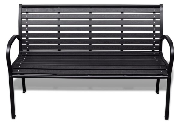 Fekete acél és WPC kerti pad 125 cm