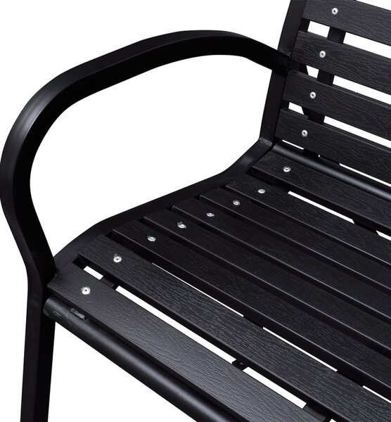 Fekete acél és WPC kerti pad 125 cm