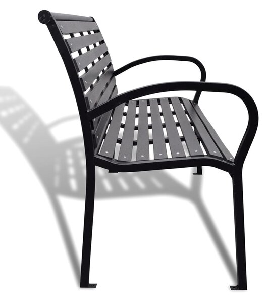 Fekete acél és WPC kerti pad 125 cm