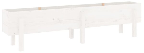 Fehér tömör fenyőfa kerti magaságyás 160 x 30 x 38 cm
