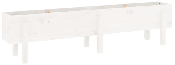Fehér tömör fenyőfa kerti magaságyás 160 x 30 x 38 cm