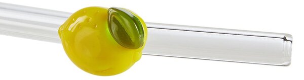 LONG DRINK üveg szívószál tisztító kefével 5 db-os készlet, citrom