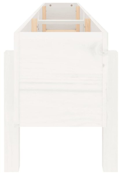 Fehér tömör fenyőfa kerti magaságyás 160 x 30 x 38 cm