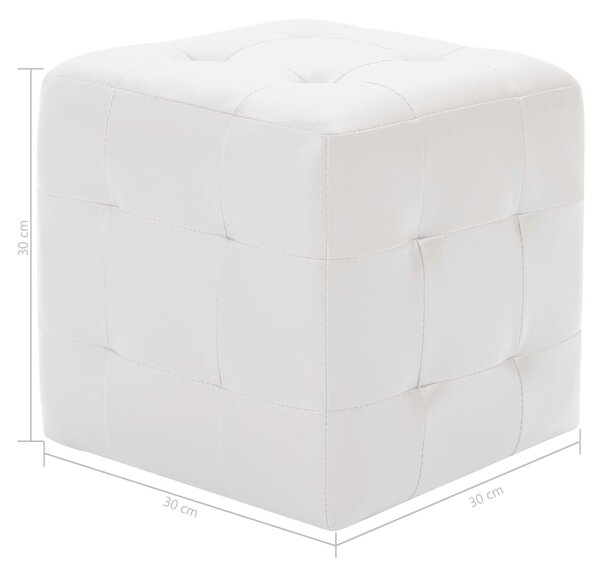 2 db fehér műbőr puff 30x30x30 cm