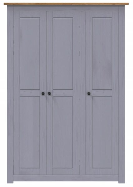 Szürke háromajtós panamafenyő ruhásszekrény 118 x 50 x 171,5 cm