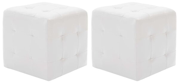 2 db fehér műbőr puff 30x30x30 cm