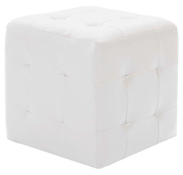 2 db fehér műbőr puff 30x30x30 cm