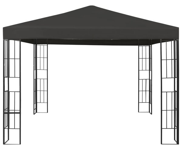 Antracitszürke pavilon LED fényfüzérrel 3 x 3 m