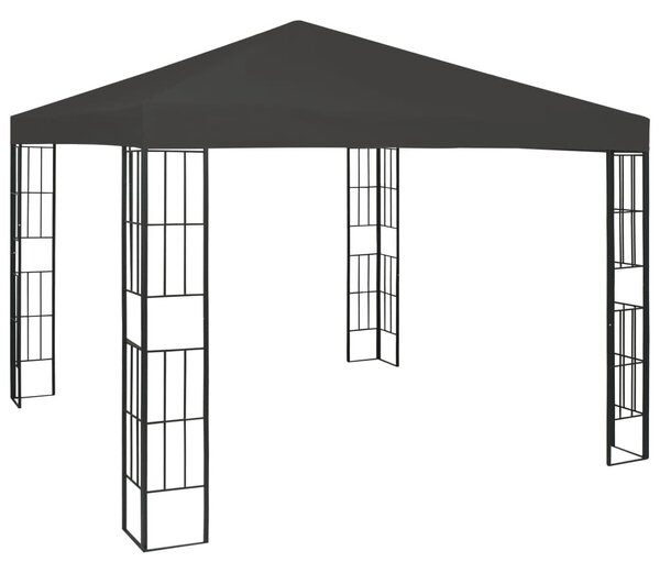 Antracitszürke pavilon LED fényfüzérrel 3 x 3 m