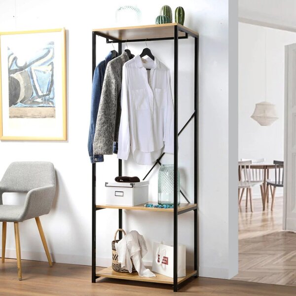 Intenso Home ruhafogas polcokkal 60 x 167cm sonoma tölgy | Előszobai ruhatároló cipőtartóval / nyitott gardrób