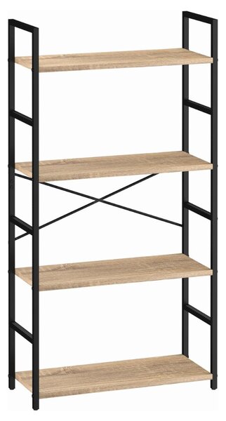 Intenso Home 4 szintes nyitott könyvespolc 59 x 112cm (Aranytölgy) | Univerzális tároló állvány fém lábakkal