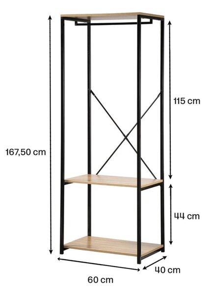 Intenso Home ruhafogas polcokkal 60 x 167cm sonoma tölgy | Előszobai ruhatároló cipőtartóval / nyitott gardrób