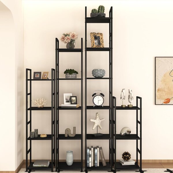 Intenso Home 5 szintes nyitott könyvespolc 29 x 144cm (Fekete) | Univerzális tároló állvány fém lábakkal