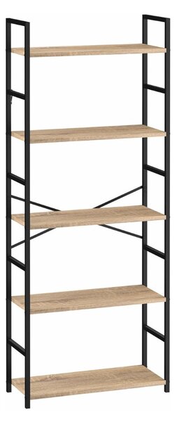Intenso Home 5 szintes nyitott könyvespolc 59 x 144cm (Aranytölgy) | Univerzális tároló állvány fém lábakkal