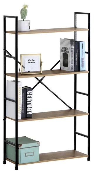 Intenso Home 4 szintes nyitott könyvespolc 59 x 112cm (Aranytölgy) | Univerzális tároló állvány fém lábakkal