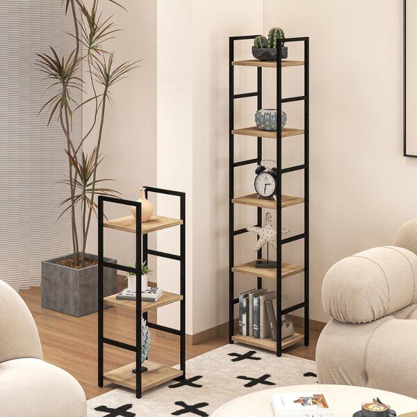 Intenso Home 3 szintes nyitott könyvespolc 29 x 80cm (Aranytölgy) | Univerzális tároló állvány fém lábakkal