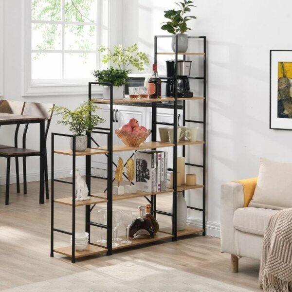 Intenso Home 3 szintes nyitott könyvespolc 29 x 80cm (Aranytölgy) | Univerzális tároló állvány fém lábakkal