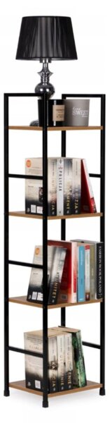 Intenso Home 4 szintes nyitott könyvespolc 29 x 112cm (Aranytölgy) | Univerzális tároló állvány fém lábakkal