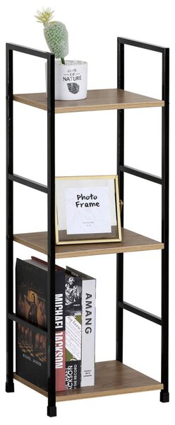 Intenso Home 3 szintes nyitott könyvespolc 29 x 80cm (Aranytölgy) | Univerzális tároló állvány fém lábakkal