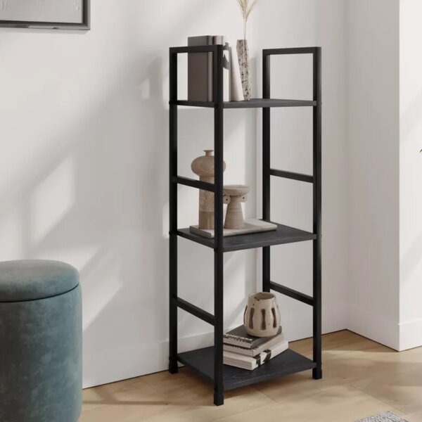 Intenso Home 3 szintes nyitott könyvespolc 29 x 80cm (Fekete) | Univerzális tároló állvány fém lábakkal