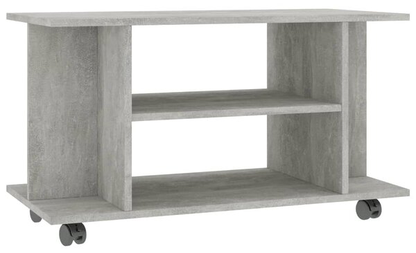 Betonszürke szerelt fa TV-szekrény görgőkkel 80 x 40 x 45 cm