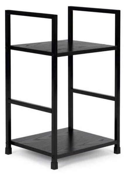 Intenso Home 2 szintes nyitott könyvespolc / éjjeliszekrény 29 x 48cm (Fekete) | Univerzális tároló állvány fém lábakkal