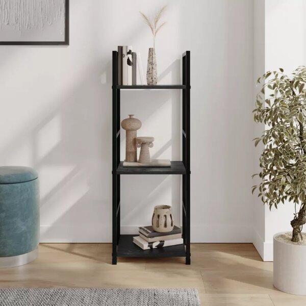 Intenso Home 3 szintes nyitott könyvespolc 29 x 80cm (Fekete) | Univerzális tároló állvány fém lábakkal