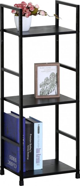 Intenso Home 3 szintes nyitott könyvespolc 29 x 80cm (Fekete) | Univerzális tároló állvány fém lábakkal