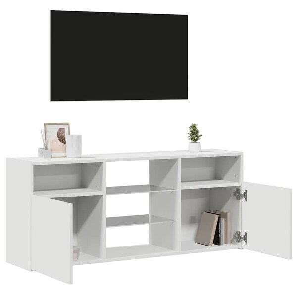 Fehér TV-szekrény LED lámpákkal 120 x 30 x 50 cm