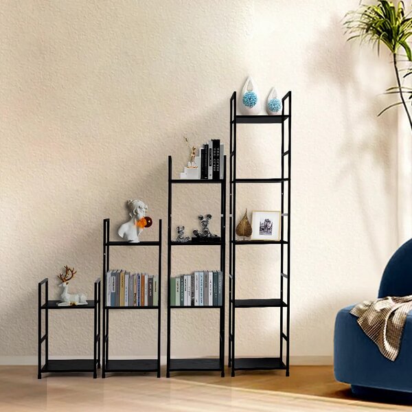 Intenso Home 2 szintes nyitott könyvespolc / éjjeliszekrény 29 x 48cm (Fekete) | Univerzális tároló állvány fém lábakkal