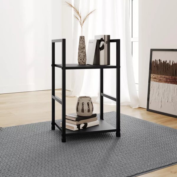 Intenso Home 2 szintes nyitott könyvespolc / éjjeliszekrény 29 x 48cm (Fekete) | Univerzális tároló állvány fém lábakkal