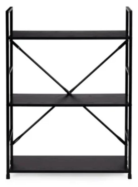 Intenso Home 3 szintes nyitott könyvespolc 59 x 80cm (Fekete) | Univerzális tároló állvány fém lábakkal