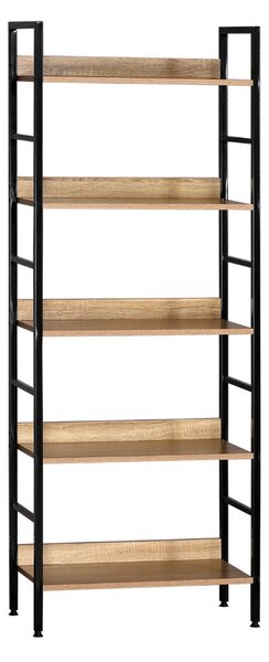 Intenso Home 5 szintes nyitott könyvespolc 60 x 160cm (Sonoma tölgy) | Univerzális tároló állvány fém lábakkal