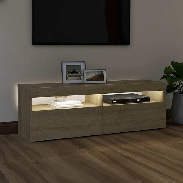 Sonoma tölgy színű TV-szekrény LED-lámpákkal 120 x 35 x 40 cm