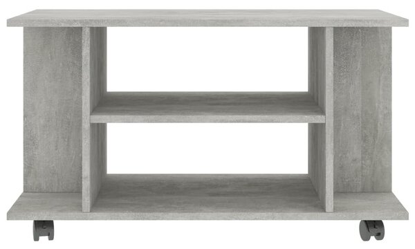 Betonszürke szerelt fa TV-szekrény görgőkkel 80 x 40 x 45 cm
