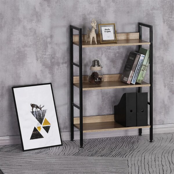 Intenso Home 3 szintes nyitott könyvespolc 60 x 93cm (Sonoma tölgy) | Univerzális tároló állvány fém lábakkal
