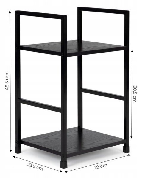 Intenso Home 2 szintes nyitott könyvespolc / éjjeliszekrény 29 x 48cm (Fekete) | Univerzális tároló állvány fém lábakkal