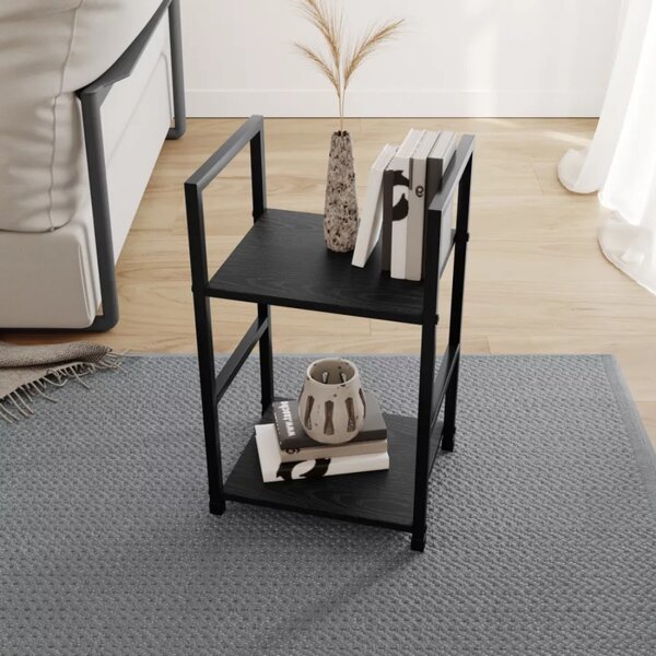 Intenso Home 2 szintes nyitott könyvespolc / éjjeliszekrény 29 x 48cm (Fekete) | Univerzális tároló állvány fém lábakkal