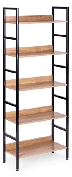 Intenso Home 5 szintes nyitott könyvespolc 60 x 160cm (Sonoma tölgy) | Univerzális tároló állvány fém lábakkal
