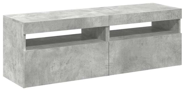 2 db betonszürke TV-szekrény LED-lámpákkal 60 x 35 x 40 cm