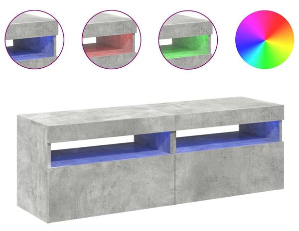 2 db betonszürke TV-szekrény LED-lámpákkal 60 x 35 x 40 cm