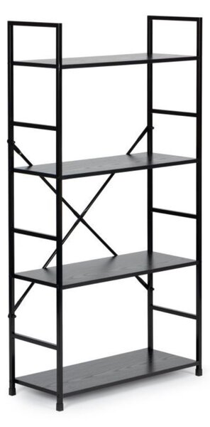 Intenso Home 4 szintes nyitott könyvespolc 59 x 112cm (Fekete) | Univerzális tároló állvány fém lábakkal