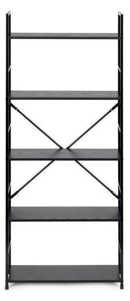 Intenso Home 5 szintes nyitott könyvespolc 59 x 144cm (Fekete) | Univerzális tároló állvány fém lábakkal
