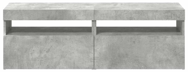 2 db betonszürke TV-szekrény LED-lámpákkal 60 x 35 x 40 cm