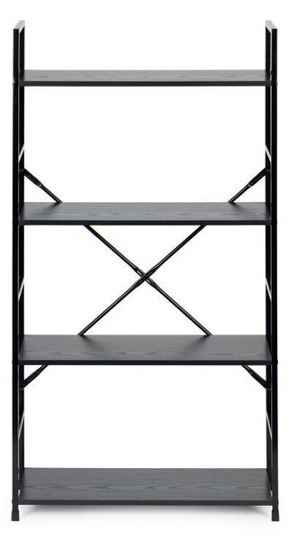 Intenso Home 4 szintes nyitott könyvespolc 59 x 112cm (Fekete) | Univerzális tároló állvány fém lábakkal