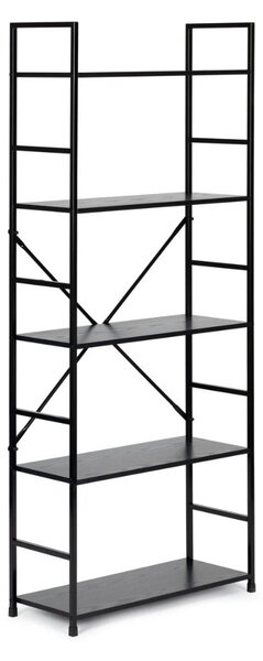 Intenso Home 5 szintes nyitott könyvespolc 59 x 144cm (Fekete) | Univerzális tároló állvány fém lábakkal
