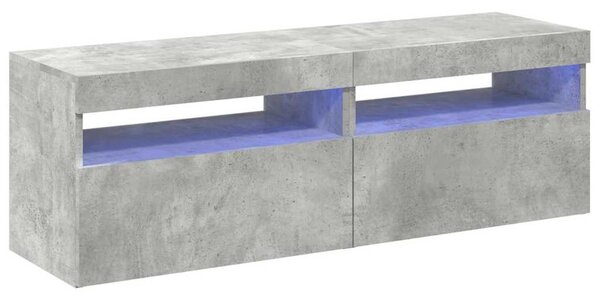2 db betonszürke TV-szekrény LED-lámpákkal 60 x 35 x 40 cm