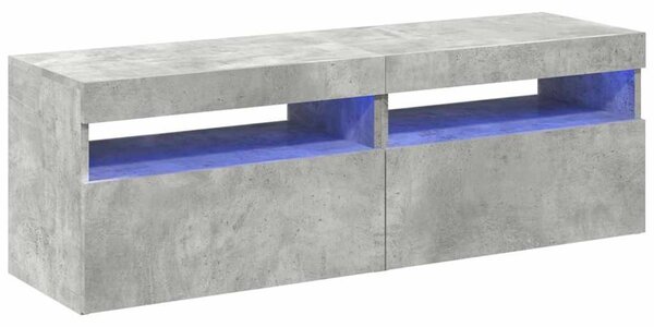2 db betonszürke TV-szekrény LED-lámpákkal 60 x 35 x 40 cm