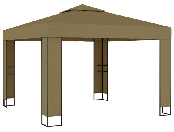 Tópszínű dupla tetős pavilon LED fényfüzérrel 3 x 3 x 2,7 m