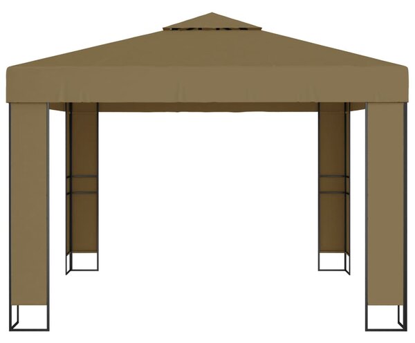 Tópszínű dupla tetős pavilon LED fényfüzérrel 3 x 3 x 2,7 m